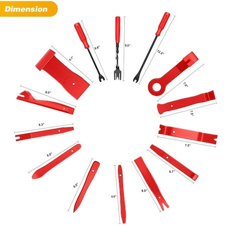 Trusa demontare interior auto,38 piese,tapiterie,radio,usi,bord,dezasamblare conectori - Rosu [5]