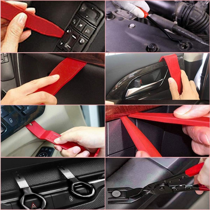 Trusa demontare interior auto 40 piese, rosu, si set complet de 100 clipsuri, diverse dimensiuni [4]