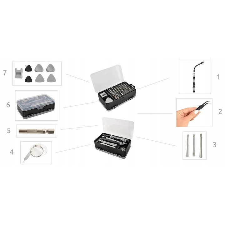 Trusa dubla de surubelnite, 110 piese, cutie de depozitare, otel crom-vanadiu, 18x11x5 cm, negru [9]