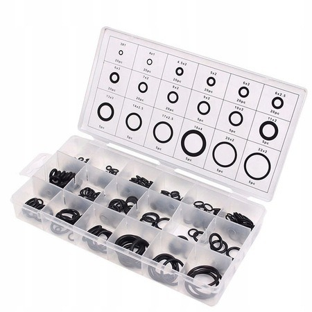 Set 225 garnituri O-ring, premium, rezistent la ozon, uleiuri, 1-4 mm, 3-22 mm - Negru [2]