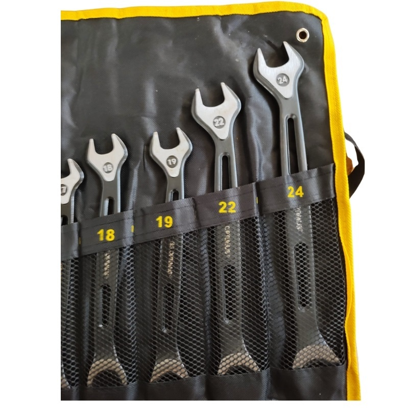 Set de chei inelare profesionale combinate cu clichet 8-24 mm, 14 piese, crom vanadiu, husa transport inclusa [2]