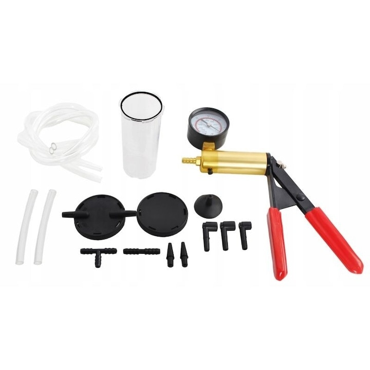Trusa pompa manuala vacuum si tester presiune frane, set complet diagnostic auto ABS EGR servofrana, cu manometru, furtunuri si adaptoare [9]