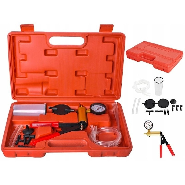 Trusa pompa manuala vacuum si tester presiune frane, set complet diagnostic auto ABS EGR servofrana, cu manometru, furtunuri si adaptoare [2]