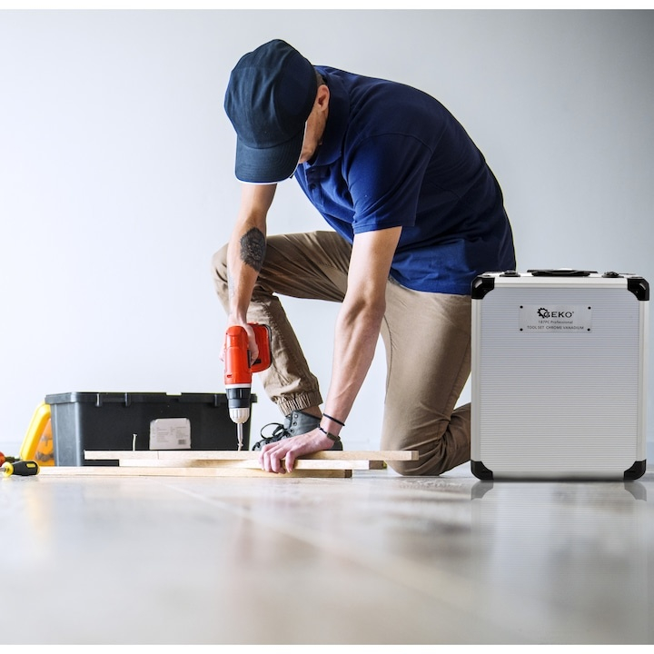 Trusa scule 187 piese multifunctionala, otel carbon, valiza cu roti si organizare inteligenta, profesionala si compacta [8]