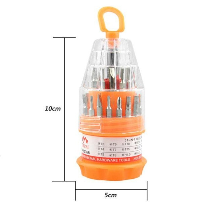 Trusa surubelnite de precizie 31 in 1, set biti interschimbabili, pentru reparatii electronice, maner magnetic, otel durabil [8]