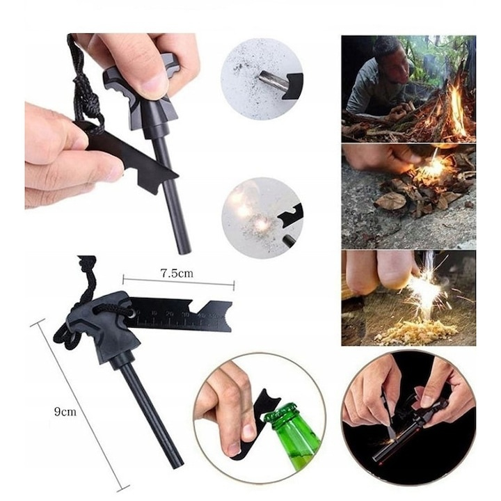 Trusa tactica de supravietuire 14 in 1, carcasa rezistenta la apa si socuri, set complet pentru calatorii, camping, vanatoare, pescuit si drumetii [4]