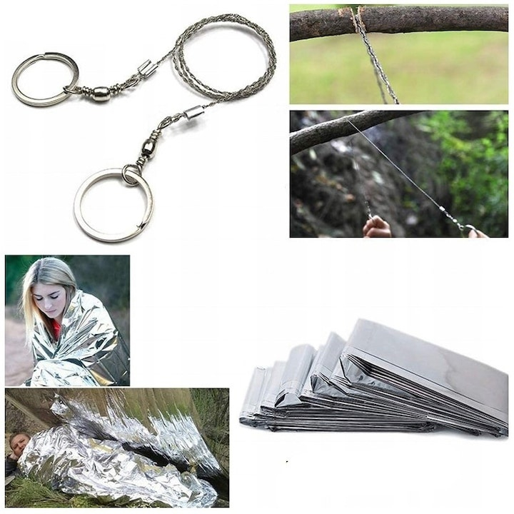 Trusa tactica de supravietuire 14 in 1, carcasa rezistenta la apa si socuri, set complet pentru calatorii, camping, vanatoare, pescuit si drumetii [8]