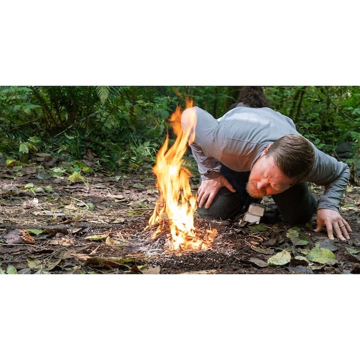 Tub suflat aer pentru aprindere foc, pliabil, aluminiu, usor, accesoriu supravietuire camping si drumetii, 21 g [5]