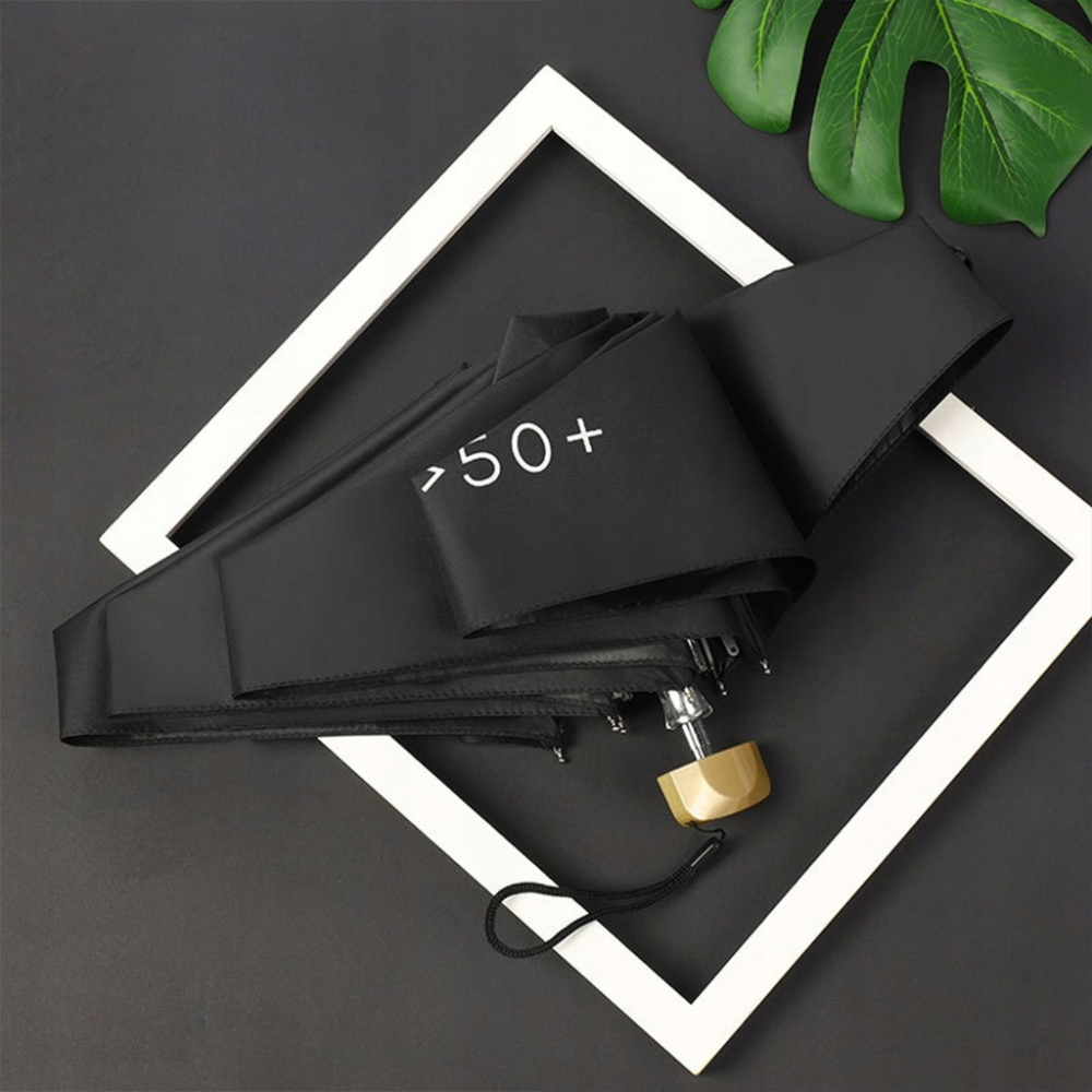 Umbrela mini pliabila manuala 18 cm, compacta de buzunar, protectie UV UPF50+, negru, usoara si portabila [11]