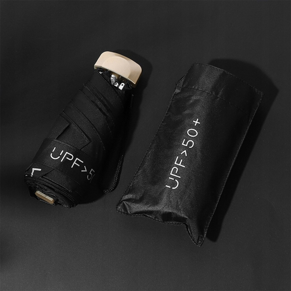 Umbrela mini pliabila manuala 18 cm, compacta de buzunar, protectie UV UPF50+, negru, usoara si portabila [10]