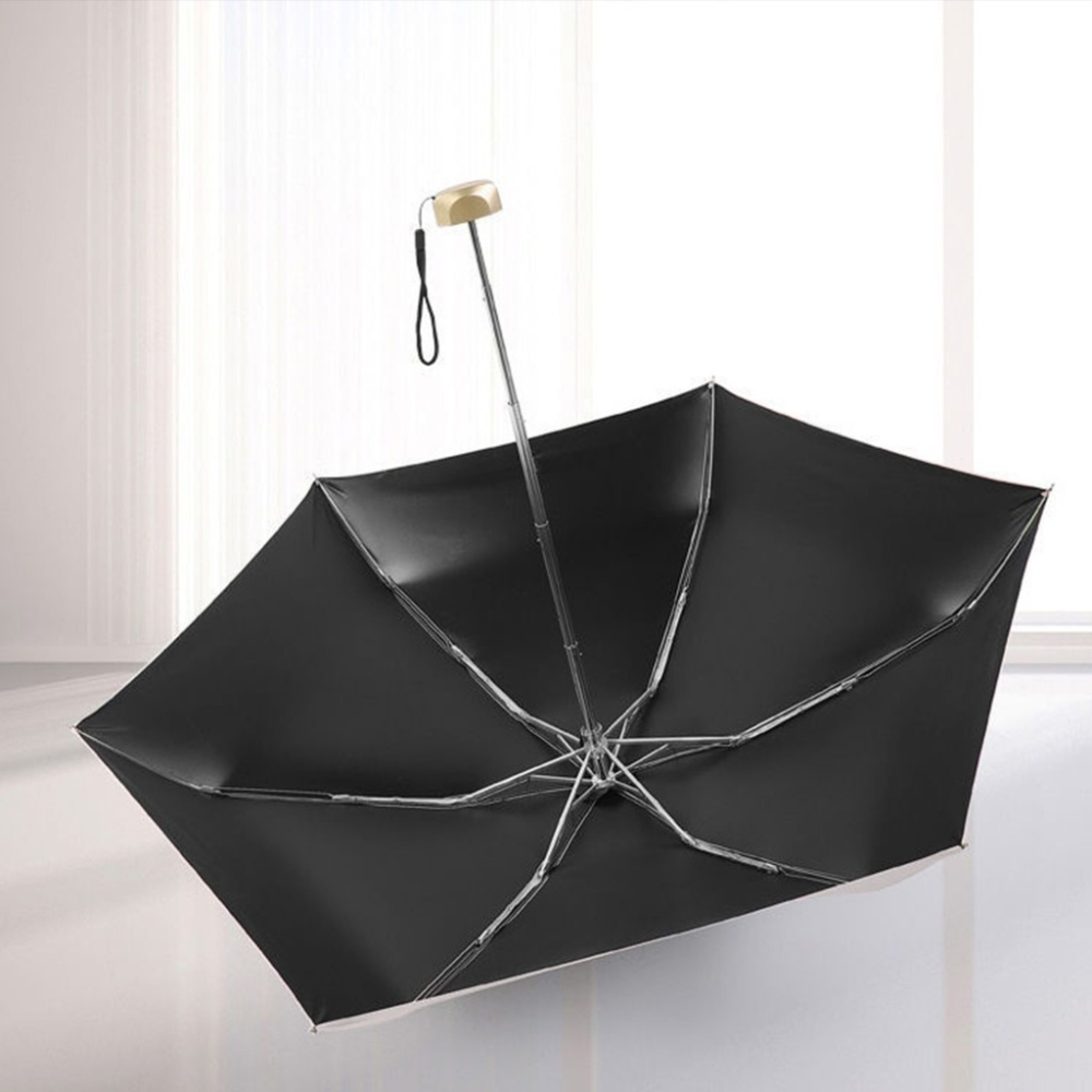 Umbrela mini pliabila manuala 18 cm, compacta de buzunar, protectie UV UPF50+, negru, usoara si portabila [12]