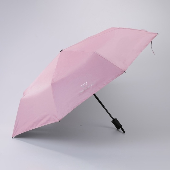 Umbrela pliabila automata protectie UV50+ si ploaie, vinil si otel, 96 x 67 cm, usoara, compacta, roz [4]