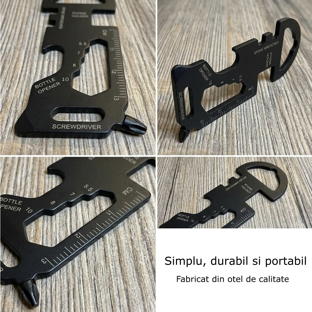Unealta multifunctionala compacta 7 cm cu desfacator, surubelnite, chei hexagonale, spite si suport telefon, metalica [4]