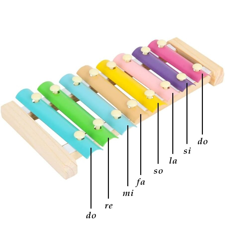 Xilofon multicolor 23 x 12 cm pentru copii 4-6 ani, din lemn si ABS, 8 note muzicale [8]
