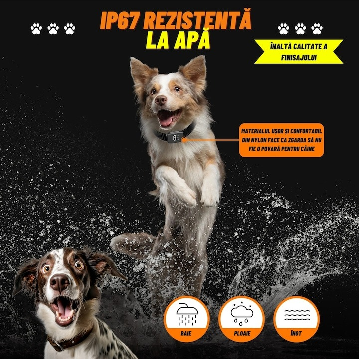 Zgarda electrica antilatrat , ajustabila, utila pentru dresajul cainilor, rezistenta la apa, diverse functii [5]