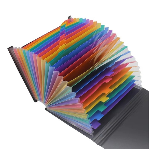 Mapa pentru documente A4 cu 25 compartimente, organizator portabil cu etichete multicolore, capacitate mare, polipropilena rezistenta, 24 x 33 x 3 cm, negru [9]