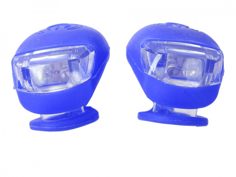 Iluminat biciclete - Set 2 lampi silicon pentru bicicleta, cu lumina alba, 3 moduri de luminare, impermeabile, albastru