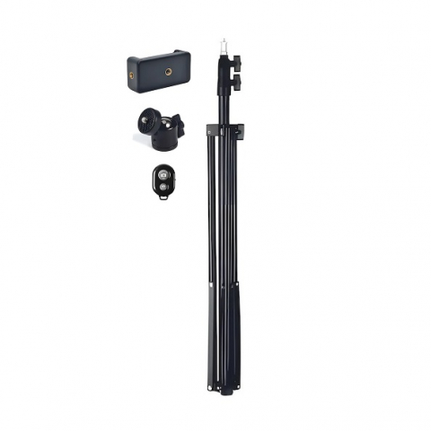 Trepiezi - Trepied foto reglabil 200 cm, suport telefon, cap bila si telecomanda bluetooth pentru control la distanta