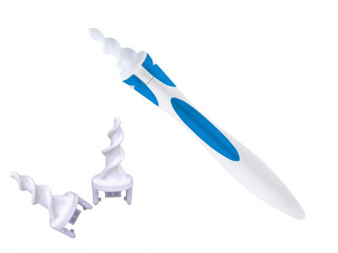 Dispozitiv pentru curatarea urechilor, 16 varfuri silicon, design spiralat, alb/albastru [9]