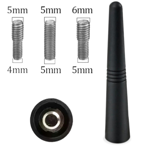 ARTICOLE AUTO - Antena radio auto, universala, plastic/otel, 3 adaptoare incluse, lungime 9 cm, negru