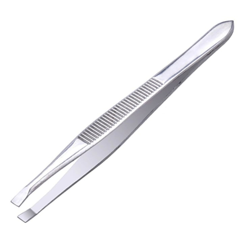 ÎNGRIJIRE PERSONALĂ - Penseta pentru sprancene, otel inoxidabil, lungime 8.5 cm, varf oblic, argintiu