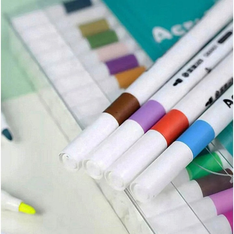 Set 80 markere acrilice, pentru hartie, sticla, piatra, lemn, panza, textile, uscare rapida, multicolor [15]