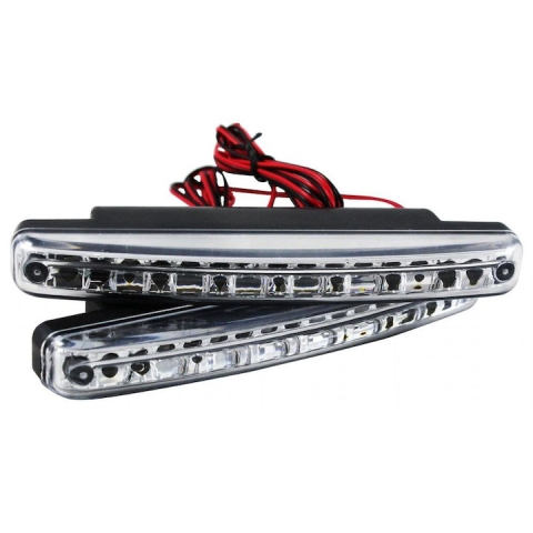 Set 2 lumini de zi, 8 leduri, alb rece, 12 V, impermeabile, universale [1]