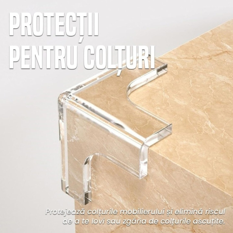 Set protectii pentru colturi din silicon, pentru mobila, masa, dulap, birou, pat, protectie pentru copii, lipire cu adeziv, impermeabile, 3mm grosime, 3.2x3.2 cm, transparente [2]
