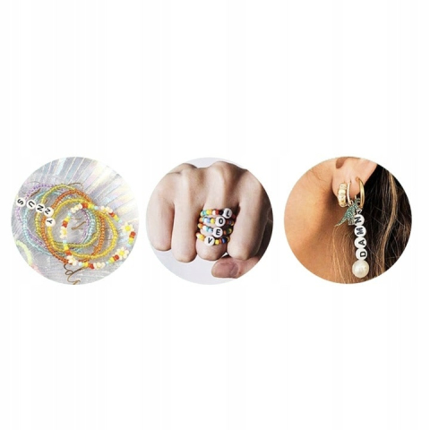 Set 900 margele pentru realizare bratari, coronite, coliere, bijuterii, diverse modele, 26 x 13.5 x 2.5 cm, multicolor [1]