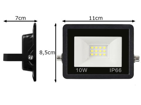 Proiector LED, iluminare exterior, putere 10 W, lumina rece 6000K, protectie IP66, rezistent la intemperii, negru [1]