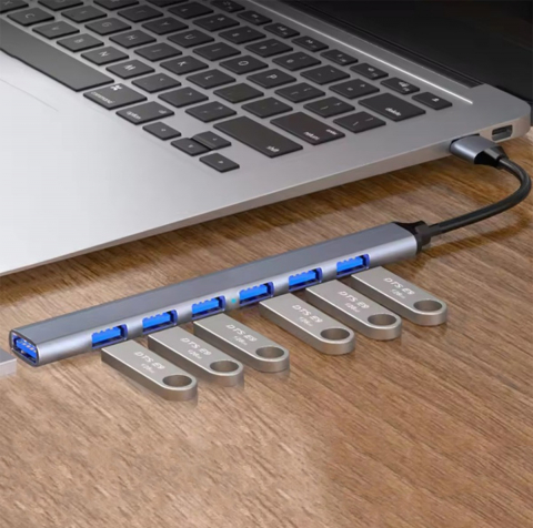 Hub 7 x port USB, ABS, 15.5 cm x 1.7 cm x 0.7 cm, 5Gb/s, gri [5]