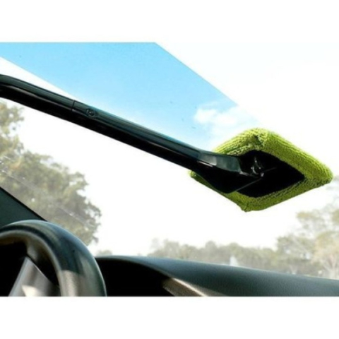 Stergator auto pentru parbriz, geamuri, din microfibra si plastic, laveta detasabila, maner ergonomic, verde [8]