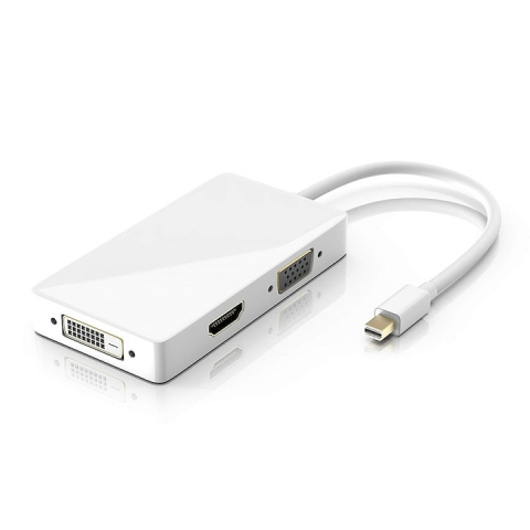 Adaptor hub 3 in 1, MiniDisplayPort la /DVI/VGA/HDMI, pentru TV, laptop, proiector, 27 cm, alb [2]