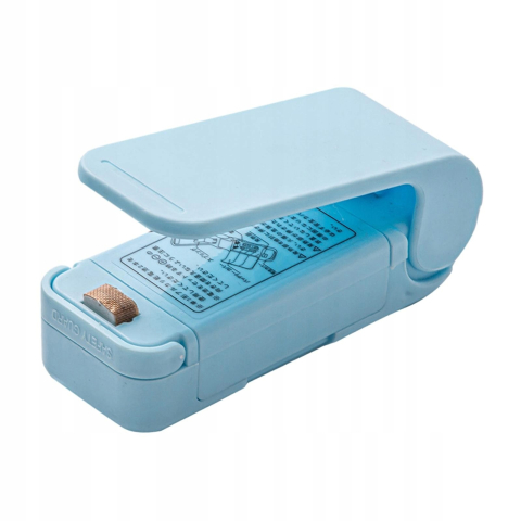 CASA & GRADINA - Aparat pentru sigilat pungi, compact, magnetic, portabil, alimentare cu baterii, 9.7 x 3 cm, albastru