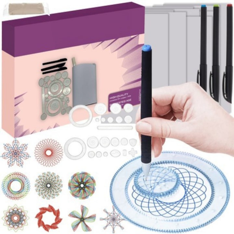 Set pictură și desen - Set pentru desen, spirograf, sabloane transparente, 35 piese