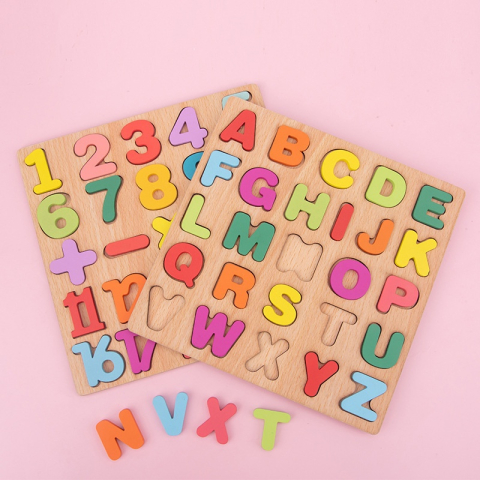 Tabla cu cifre si simboluri pentru copii, puzzle educativ, 25 piese, Montessori, lemn, 20 x 20 cm, multicolor [2]