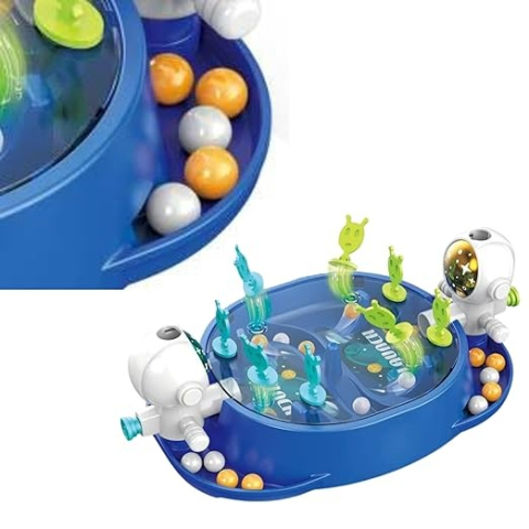 Joc de masa pentru copii, interactiv, model astronauti, ABS, 2 jucatori, portabil, albastru, 19 x 7 x 11.3 cm [4]