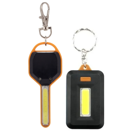 Iluminat LED - Set 2 lanterne breloc LED portocaliu, carabiniera cu 4 moduri iluminare + breloc LED compact cu 3 moduri, lumina rece, pentru chei si utilizare zilnica