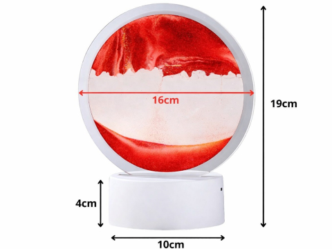 Lampa decorativa LED cu efect 3D nisip curgator, tip clepsidra, rosu, baza alba, USB sau baterii, decor relaxant pentru dormitor, living si birou [4]
