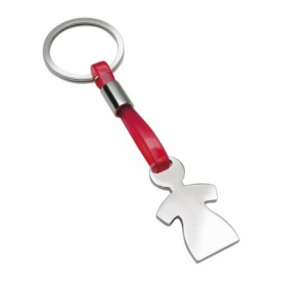 CASA & GRADINA - Breloc decorativ in forma de fata, metal/plastic, design modern, cu inel pentru chei, 11.8 x 2.4 x 1.4 cm, argintiu/rosu, cutie inclusa