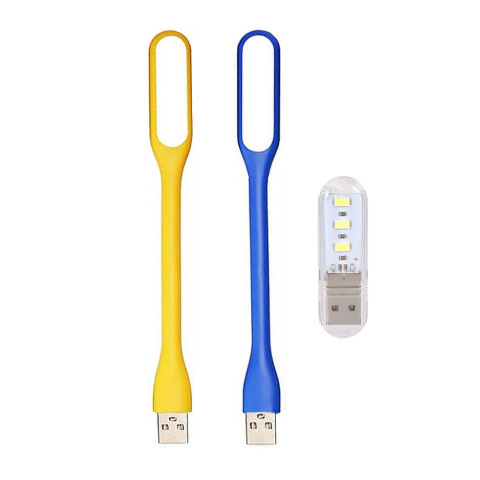 ELECTRONICE - Set 3 Lămpi LED USB Dactylion – 2 Lămpi Flexibile 16.5 cm și 1 Lampă Mini 6 cm, Portabile pentru Laptop, Auto sau Baterie Externă