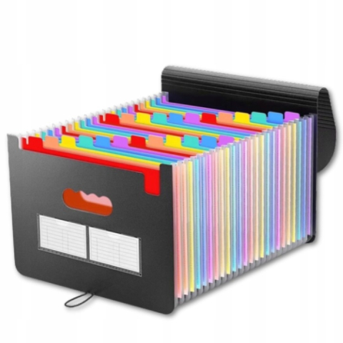 Mapa pentru documente A4 cu 25 compartimente, organizator portabil cu etichete multicolore, capacitate mare, polipropilena rezistenta, 24 x 33 x 3 cm, negru [13]