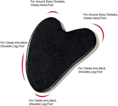 Placuta Masaj Gua Sha Dactylion, Piatra Naturala Neagra, 7x4.5 cm, Instrument Anti-Imbatranire Fata si Corp [3]