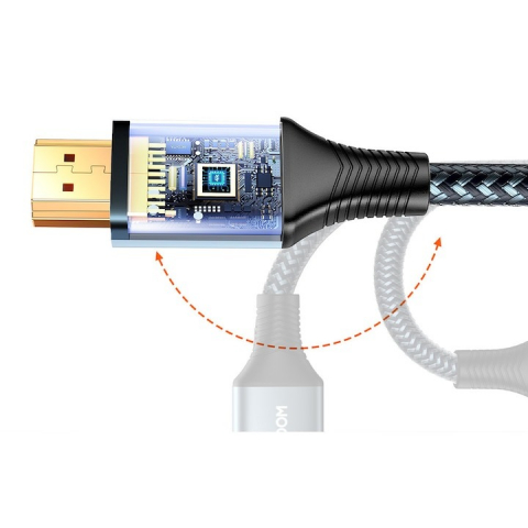 Cablu video, HDMI la HDMI, 4K 60Hz, lungime 2 m, aliaj de aluminiu + nailon, gri [1]