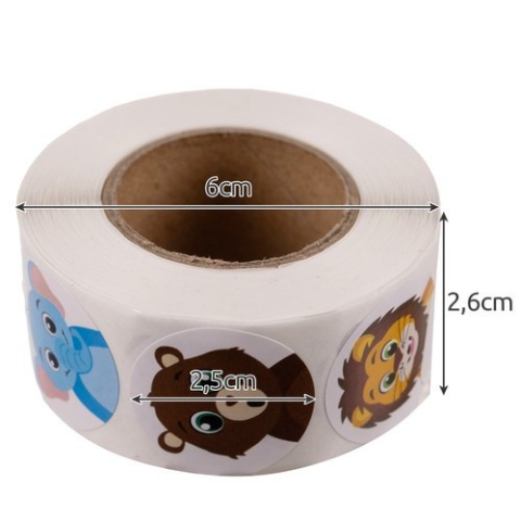 Set 500 etichete autoadezive, cu animale, pentru copii, 8 modele, 6 x 2.6 cm, multicolor, universale [12]