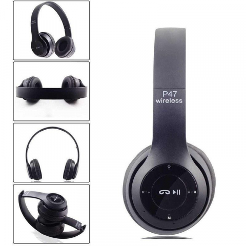 Casti audio, wireless, Bluetooth, lumini LED, radio FM, MP3, negru [5]