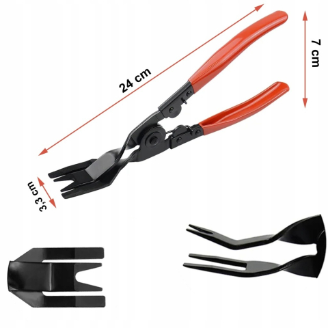 Cleste profesional pentru demontare clipsuri auto, pini si cleme tapiterie, extractor pentru ornamente si benzi decorative, otel calit, manere ergonomice [1]