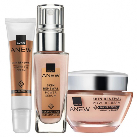 Tratamente faciale - Set Anew Power , crema fata 50 ml, ser fata 30 ml si crema ochi 15 ml, de 10 ori mai mult protinol, Avon
