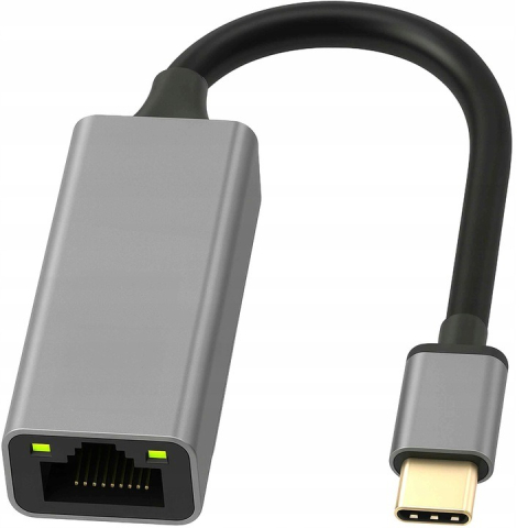 Adaptor Ethernet RJ45 la USB-C, indicator LED, 10/100/1000 Mbps, Plug&Play, aluminiu, pentru tableta, PC, laptop, argintiu [9]