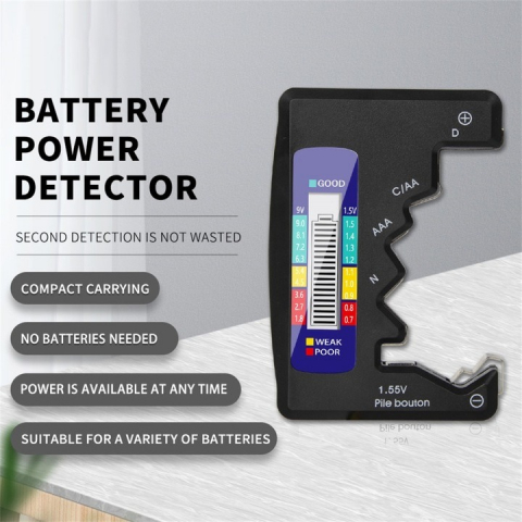 Tester digital pentru baterii, 9V si 1.5V, afisaj LCD, negru [6]